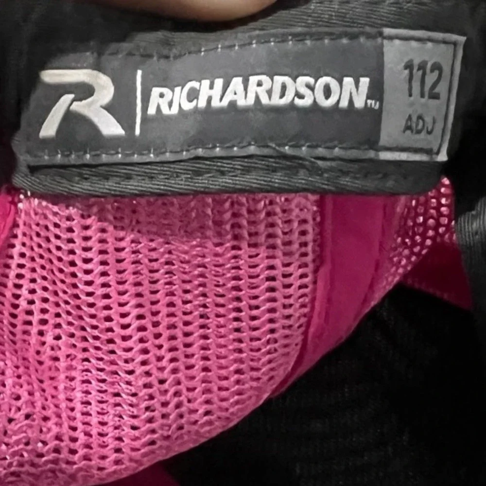 Richardson 112 Women's Trucker Hat Black Pink Antler Logo Mesh -Snapback Cap